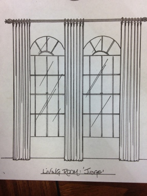 This window treatment was drawn for a client with arched windows.