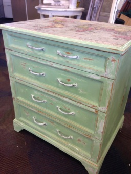 The chest painted in the hand mixed green.